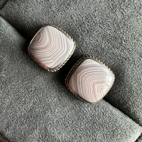 David Yurman Exotic Stone Cufflinks w/ Botswana Agate - RARE - Picture 4 of 16